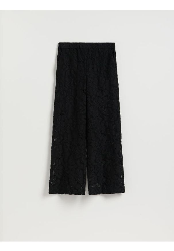 Reserved - Spodnie ze strukturalnej tkaniny - czarny. Kolor: czarny. Materiał: tkanina