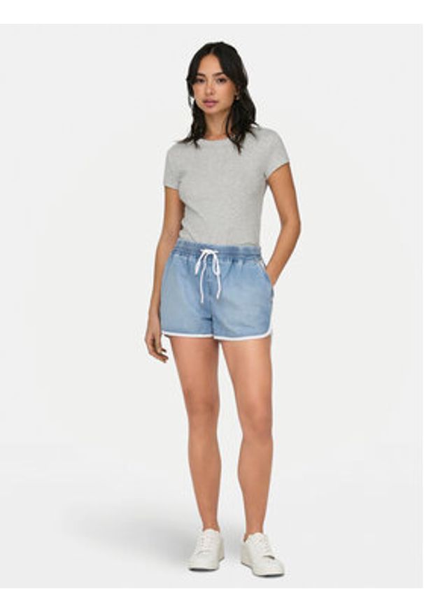 only - ONLY T-Shirt Elina 15320229 Szary Slim Fit. Kolor: szary. Materiał: bawełna