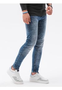 Ombre Clothing - Spodnie jeansowe męskie SLIM FIT P1023 - niebieskie - XL. Okazja: na co dzień. Kolor: niebieski. Materiał: jeans. Styl: casual, klasyczny #4