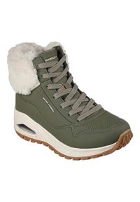 skechers - Buty zimowe damskie, Uno Rugged - Fall Air. Kolor: zielony. Sezon: zima. Sport: turystyka piesza