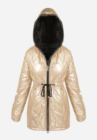 Born2be - Złota Kurtka Pikowana Bemius. Kolor: złoty. Materiał: wełna, materiał. Długość: długie #4