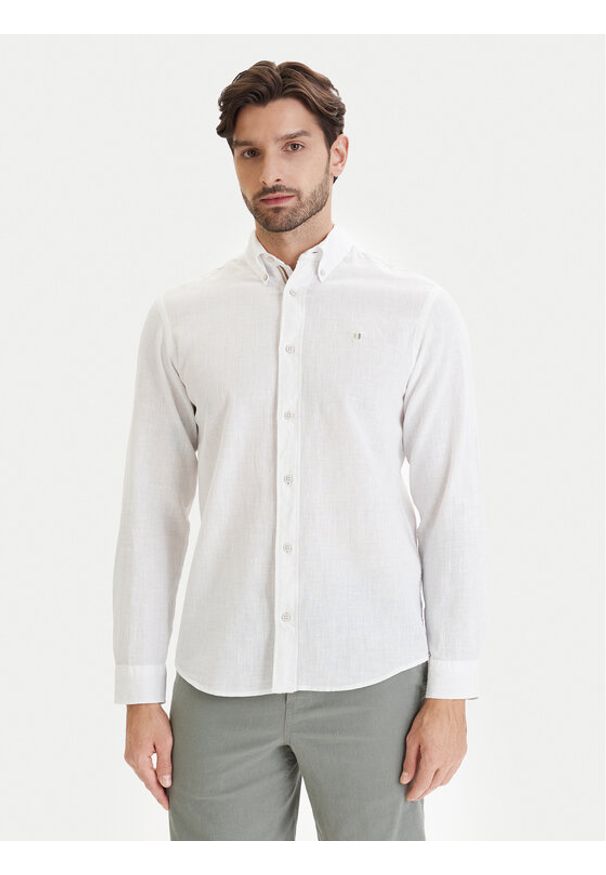 Jack & Jones Koszula Blusummer 12293269 Biały Regular Fit. Kolor: biały. Materiał: bawełna, len