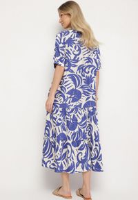 Born2be - Niebieska Wiskozowa Rozkloszowana Sukienka z Falbaną Filindania. Okazja: na co dzień. Kolor: niebieski. Materiał: wiskoza. Styl: casual, elegancki #3