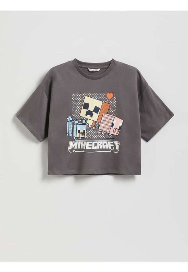 Reserved - Bawełniany t-shirt Minecraft - ciemnoszary. Kolor: szary. Materiał: bawełna. Długość: krótkie