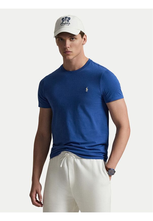 Polo Ralph Lauren T-Shirt 710671438537 Niebieski Custom Slim Fit. Typ kołnierza: polo. Kolor: niebieski. Materiał: bawełna