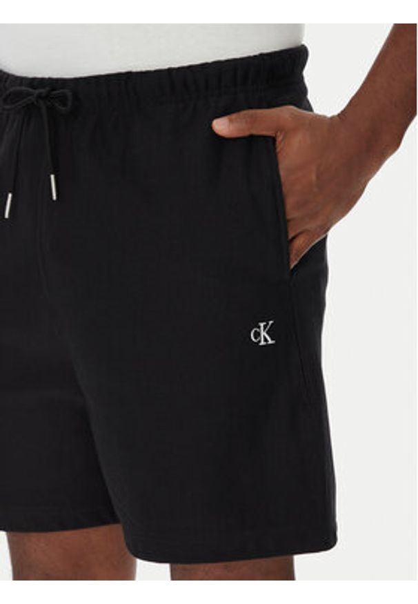 Calvin Klein Jeans Szorty sportowe Premium Terry LV04RC280G Czarny Regular Fit. Kolor: czarny. Materiał: bawełna. Styl: sportowy