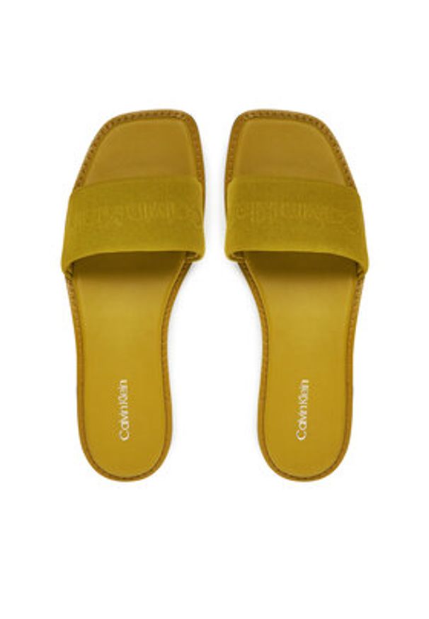 Calvin Klein Klapki Flat Slide - He HW0HW02378 Zielony. Kolor: zielony. Materiał: materiał
