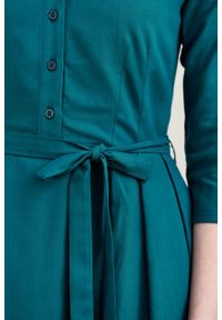 Marie Zélie - Sukienka Alodia ciemna zieleń. Materiał: bawełna, wiskoza, skóra, materiał #2