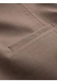 Ombre Clothing - Kamizelka męska garniturowa bez klap - beżowa V2. Kolor: beżowy. Materiał: tkanina, poliester. Wzór: gładki, jednolity. Styl: elegancki #7
