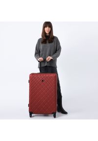 Wittchen - Duża walizka z ABS-u w ukośną kratkę bordowa. Kolor: czerwony. Materiał: guma. Wzór: kratka #10