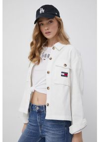 Tommy Jeans koszula bawełniana DW0DW12899.PPYY damska kolor biały relaxed z kołnierzykiem klasycznym. Typ kołnierza: kołnierzyk klasyczny. Kolor: biały. Materiał: bawełna. Styl: klasyczny #2