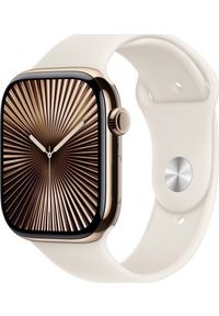 APPLE - Smartwatch Apple Watch 10 GPS + Cellular 46mm Gold Titanium S/M Biały (MWYX3QF/A). Rodzaj zegarka: smartwatch. Kolor: biały #1