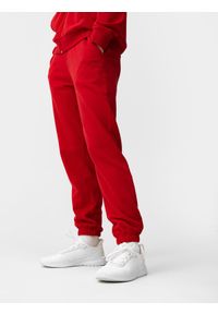 4f - Spodnie dresowe joggery damskie. Kolor: czerwony. Materiał: dresówka