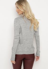 Born2be - Szary Kardigan Zapinany na Guziki ze Ściągaczem Omeana. Okazja: na co dzień, do pracy. Kolor: szary. Materiał: jeans. Styl: klasyczny, elegancki, casual #3