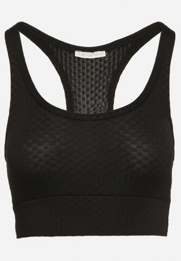 Born2be - Czarny Biustonosz Top Sportowy z Elastycznego Materiału Revettia. Okazja: na co dzień. Kolor: czarny. Materiał: materiał. Styl: sportowy