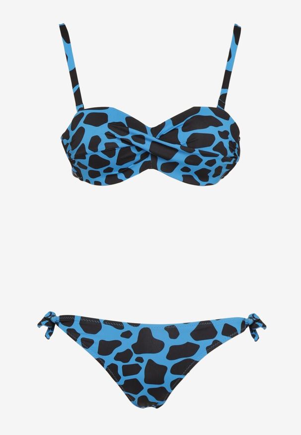 Born2be - Niebieskie Bikini 3-częściowe Biustonosz i Dwie Pary Fig Milarella. Kolor: niebieski. Wzór: aplikacja, gładki