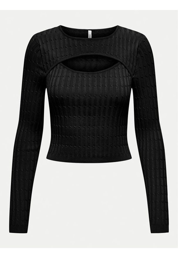 only - ONLY Sweter Meddi 15339582 Czarny Cropped Fit. Kolor: czarny. Materiał: wiskoza