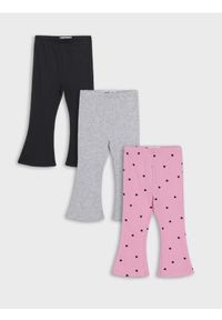 Sinsay - Bawełniane legginsy flare 3 pack - różowy. Kolor: różowy. Materiał: bawełna #1