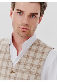 Pako Lorente - PAKO LORENTE – Jednorzędowa kamizelka męska w kratę. Materiał: wełna, poliamid #2