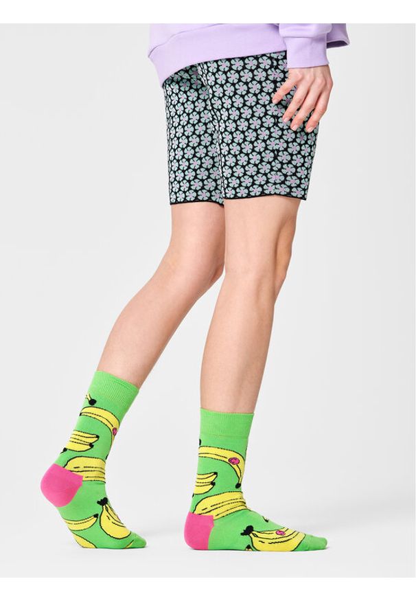 Happy-Socks - Happy Socks Skarpety wysokie unisex BAN01-7000 Zielony. Kolor: zielony. Materiał: materiał