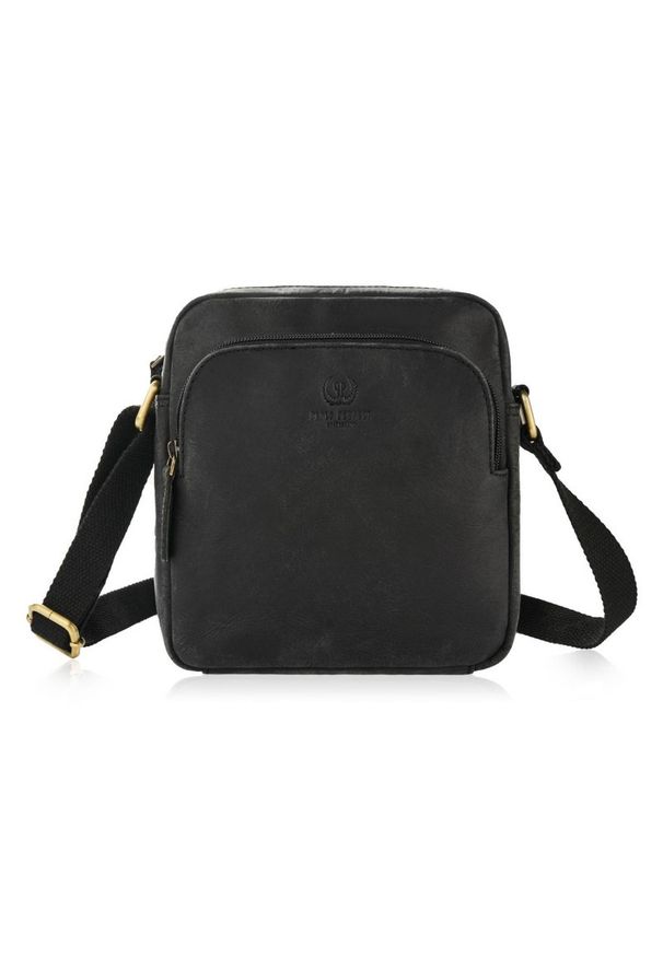 PAOLO PERUZZI - Skórzana listonoszka damska czarna vintage Paolo Peruzzi T-63-HBL. Kolor: czarny. Materiał: skórzane. Styl: vintage. Rodzaj torebki: na ramię