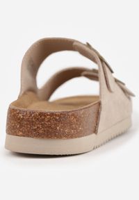 Renee - Beżowe Zamszowe Klapki Klasyczne z Regulowanymi Paskami ze Sprzączkami Shirinixis. Okazja: na co dzień. Kolor: beżowy. Materiał: zamsz. Wzór: paski. Sezon: lato. Styl: klasyczny #7