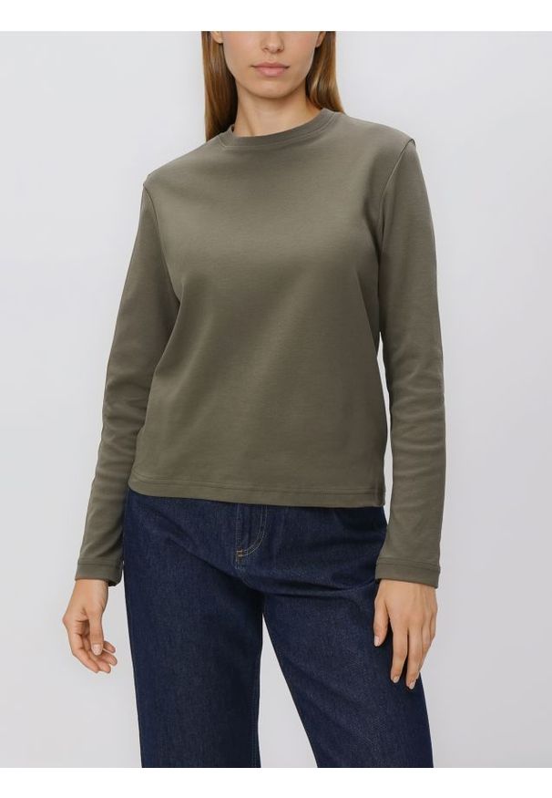 Reserved - Longsleeve z merceryzowanej bawełny - jasny zielony. Kolor: zielony. Materiał: bawełna. Długość rękawa: długi rękaw