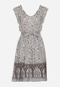 Born2be - Czarna Wiskozowa Sukienka o Rozkloszowanym Kroju z Wiązanym Paskiem Sepona. Okazja: na co dzień. Typ kołnierza: dekolt w kształcie V. Kolor: czarny. Materiał: wiskoza. Wzór: aplikacja. Styl: elegancki, casual #7