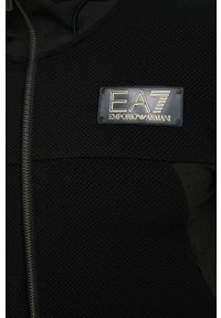 EA7 Emporio Armani bluza męska kolor czarny z kapturem z aplikacją. Typ kołnierza: kaptur. Kolor: czarny. Wzór: aplikacja #4