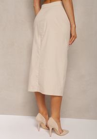 Renee - Jasnobeżowa Spódnica Trapezowa Xelea. Kolor: beżowy. Styl: elegancki