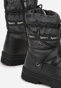 Born2be - Czarne Pikowane Śniegowce z Oryginalnym Wiązaniem Zetilde. Okazja: na co dzień, na spacer, na uczelnię. Kolor: czarny. Materiał: dresówka. Styl: sportowy, casual, elegancki #4