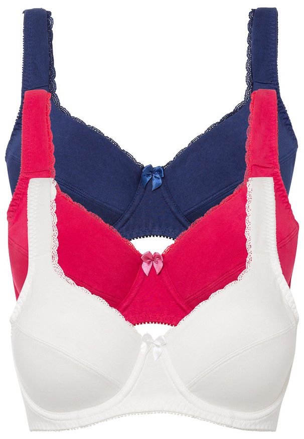 bonprix - Biustonosz na fiszbinach z miękką bawełną organiczną (3 szt.). Kolor: fioletowy. Materiał: bawełna