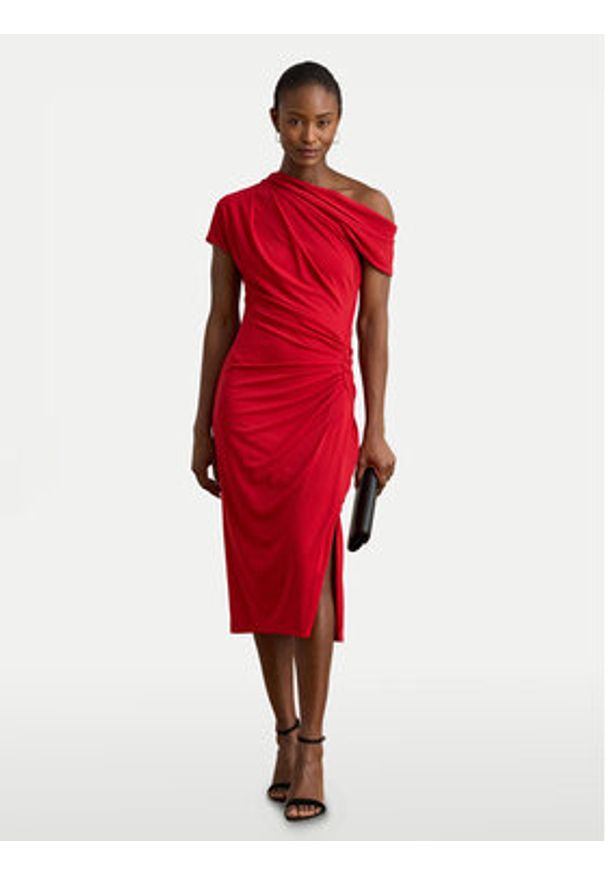 Lauren Ralph Lauren - LAUREN RALPH LAUREN Sukienka koktajlowa 200980223001 Czerwony Slim Fit. Kolor: czerwony. Materiał: syntetyk. Styl: wizytowy
