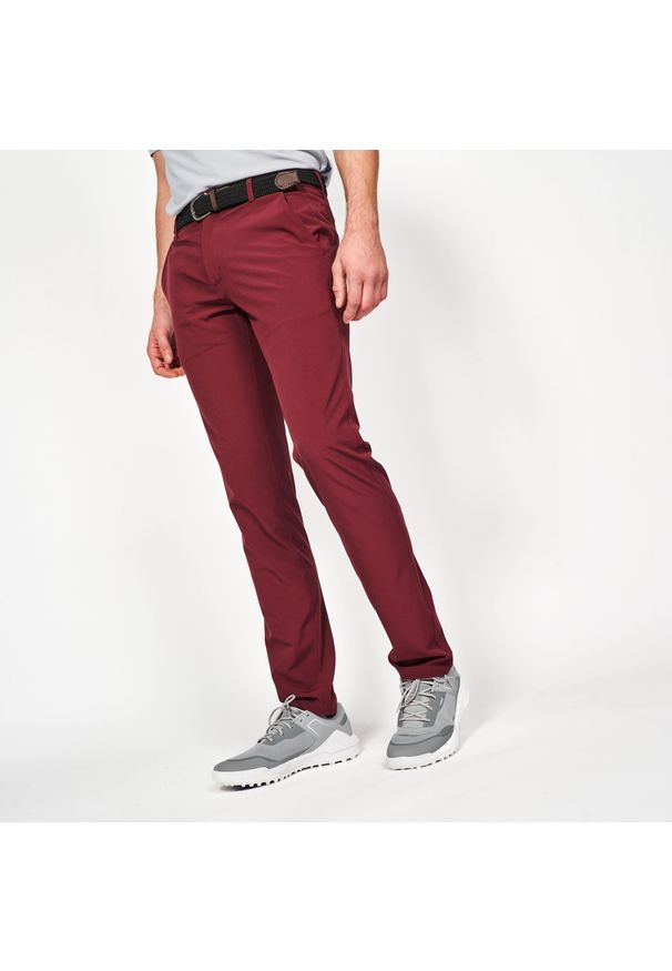 INESIS - Spodnie do golfa chino męskie Inesis WW500. Kolor: fioletowy. Materiał: elastan, poliester, materiał. Sport: golf