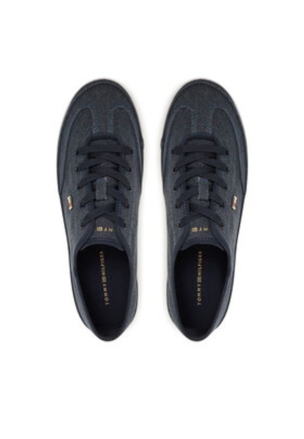 TOMMY HILFIGER - Tommy Hilfiger Sneakersy Washed Canvas Vulc Sneaker FW0FW08894 Granatowy. Kolor: niebieski. Materiał: materiał