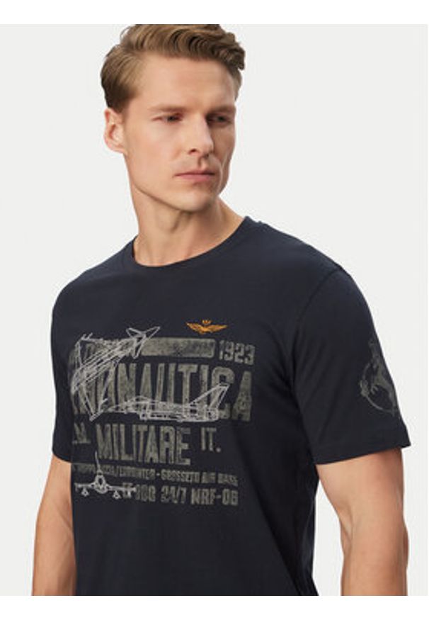 Aeronautica Militare T-Shirt 261TS2535UJ00641 Granatowy Regular Fit. Kolor: niebieski. Materiał: bawełna