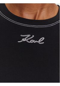 Karl Lagerfeld - KARL LAGERFELD T-Shirt A3W17019 Czarny Boxy Fit. Typ kołnierza: dekolt w karo. Kolor: czarny. Materiał: bawełna #4