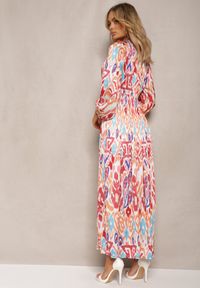 Renee - Bordowa Rozkloszowana Sukienka z Elastyczną Gumką w Talii w Stylu Boho Mizza. Kolor: czerwony. Materiał: tkanina. Styl: boho #5
