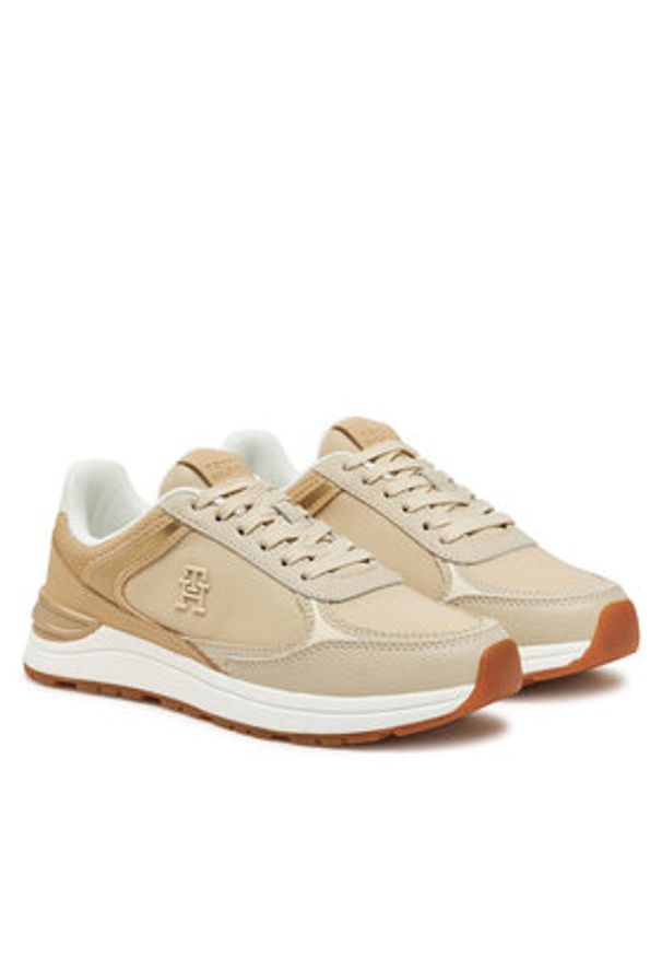 TOMMY HILFIGER - Tommy Hilfiger Sneakersy FW0FW08472 Beżowy. Kolor: beżowy. Materiał: skóra