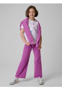 4f - 4F T-shirt regular z nadrukiem dziewczęcy - biały 146 (10-11 lat). Okazja: na co dzień, na uczelnię, na spacer. Kolor: biały. Materiał: dzianina, skóra, materiał, bawełna. Wzór: nadruk. Sezon: lato. Styl: casual #2