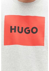 Hugo - HUGO bluza bawełniana męska kolor szary z nadrukiem. Kolor: szary. Materiał: bawełna. Wzór: nadruk #3