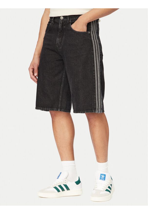 Adidas - adidas Szorty jeansowe adicolor Firebird KD1498 Czarny Loose Fit. Kolor: czarny. Materiał: bawełna