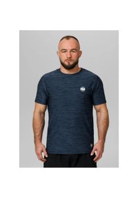 PITBULL - Pitbull Koszulka Casual Sport Small Logo Granatowa. Kolor: niebieski