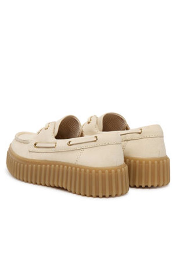 Clarks Półbuty Torhill Boat 26186302 Écru. Kolor: kremowy. Materiał: nubuk, skóra