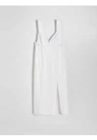 Reserved - Sukienka z lnem - biały. Kolor: biały. Materiał: len. Typ sukienki: proste