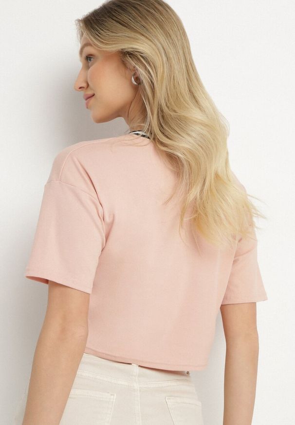 Born2be - Ciemnoróżowy Bawełniany T-shirt z Napisem Nitanelia. Okazja: na co dzień. Kolor: różowy. Materiał: bawełna. Wzór: napisy. Styl: casual