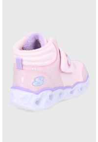 skechers - Skechers buty dziecięce kolor różowy. Nosek buta: okrągły. Zapięcie: rzepy. Kolor: różowy. Materiał: guma. Szerokość cholewki: normalna. Obcas: na platformie #5