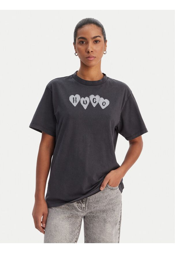 Hugo - HUGO T-Shirt Vintage 50561164 Czarny Relaxed Fit. Kolor: czarny. Materiał: bawełna. Styl: vintage