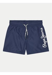 Pepe Jeans Szorty kąpielowe Logo Swimshort PBB10329 Granatowy Regular Fit. Kolor: niebieski. Materiał: syntetyk #1