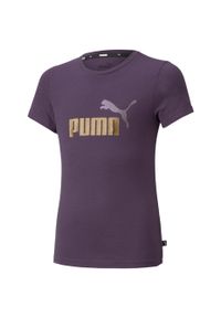 Koszulka treningowa dla dzieci Puma ESS+ Logo Tee. Kolor: fioletowy